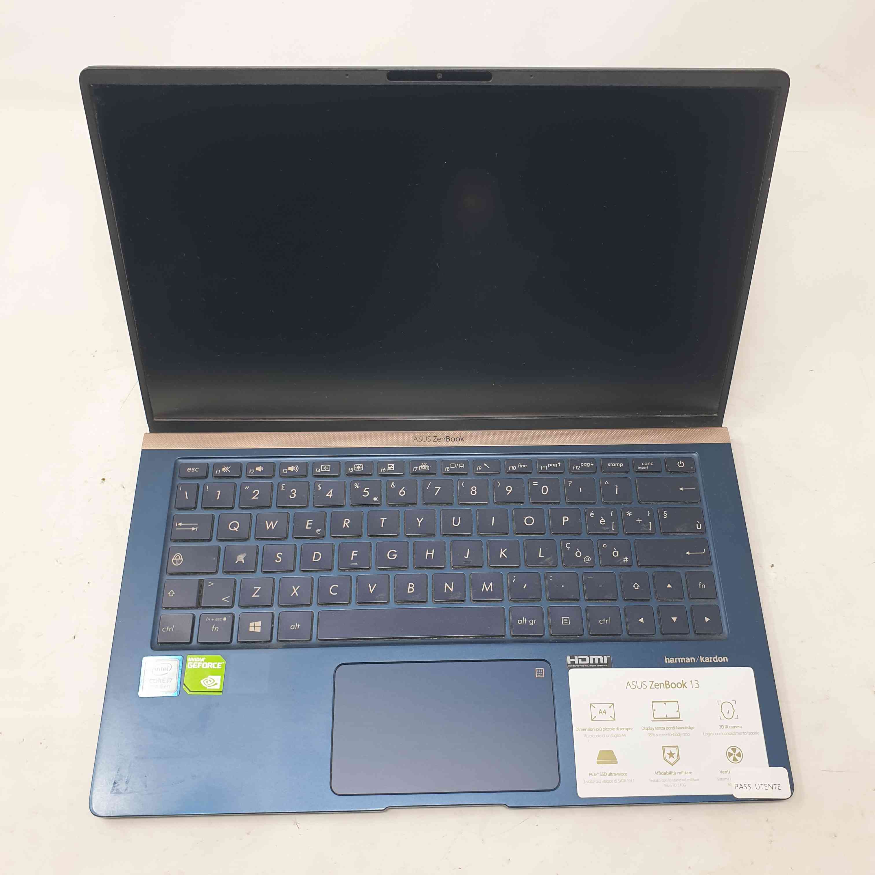 Zenbook Ux333f Intel Core i7-8565U 1.80GHz RAM 8GB SSD 256GB GRADO C